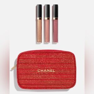 New in box 2022 sheer genius lip gloss trio chanel with pouch